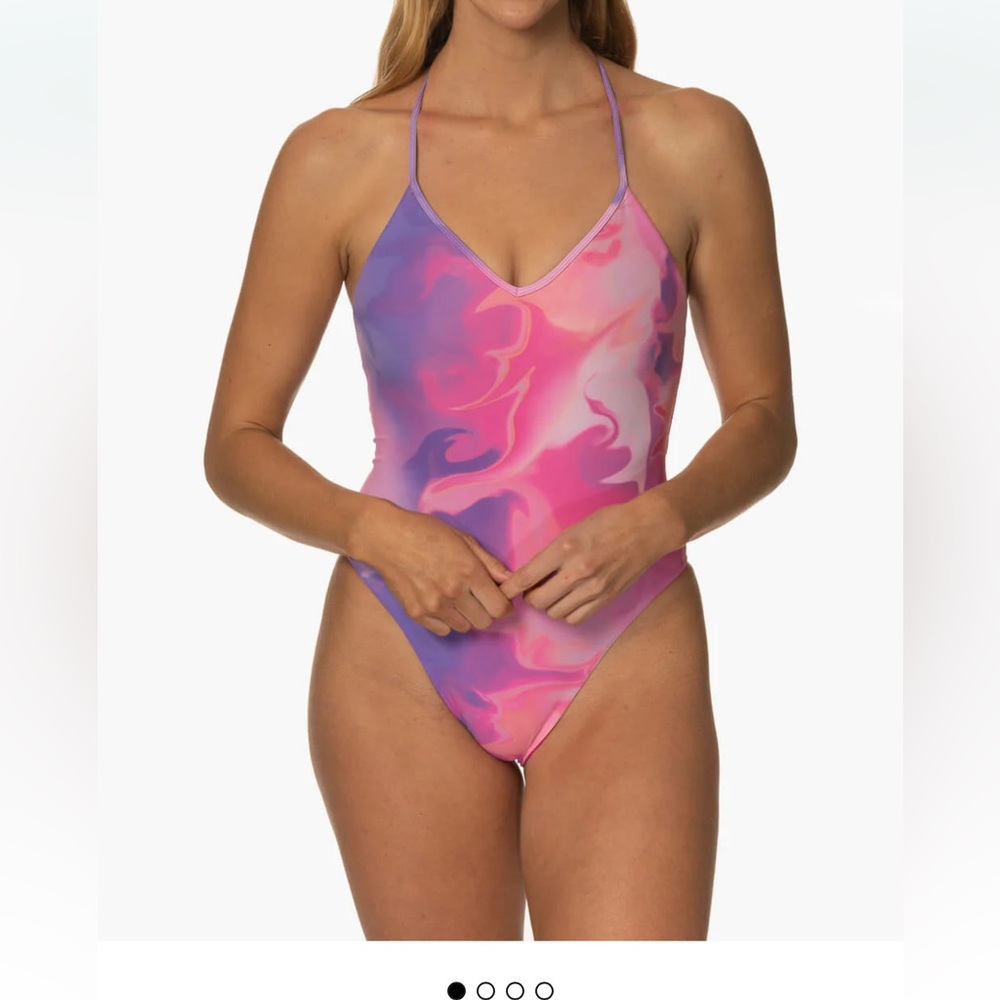 Jolyn Lucia Vivid Pink and Purple One-Piece Swimsuit - Never Worn!
